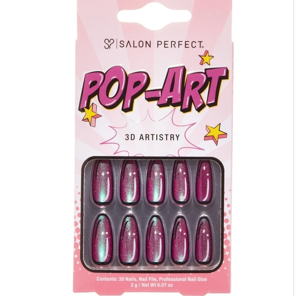 Pop-Art Press-On Nails - Pink and Green